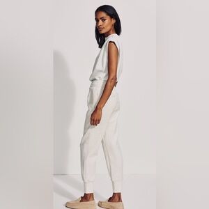 Varley Women's Ivory Marl Sleeveless Half zip double soft top